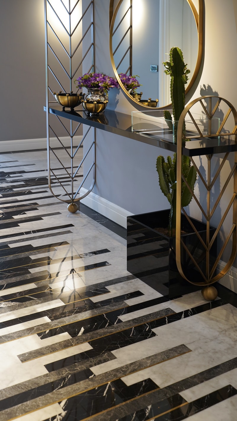 Marble inlay flooring