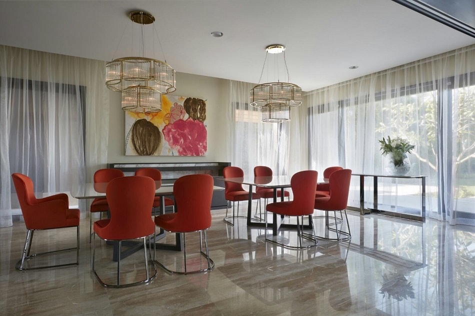 Residence living room with marble