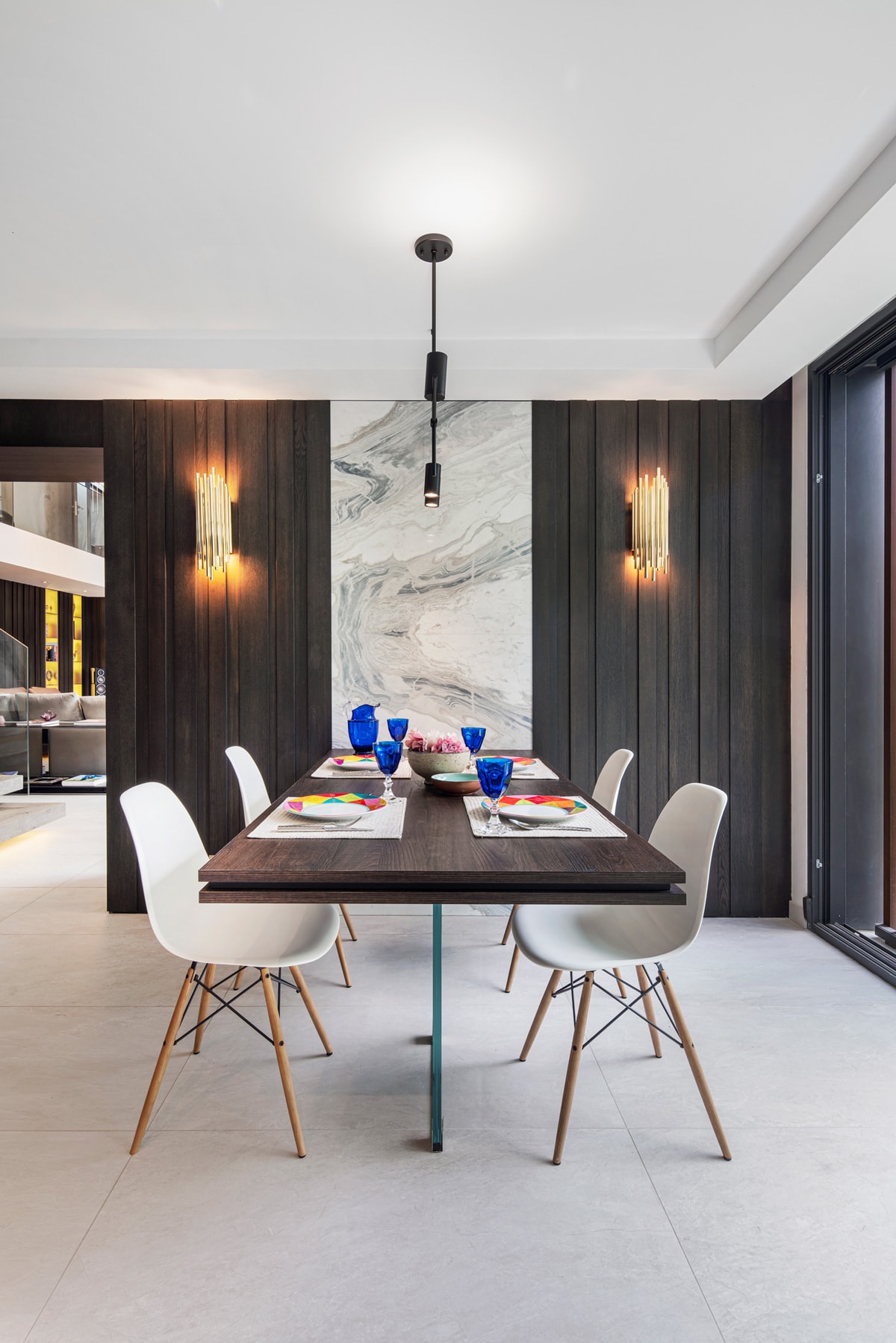 Villa dining room with marble