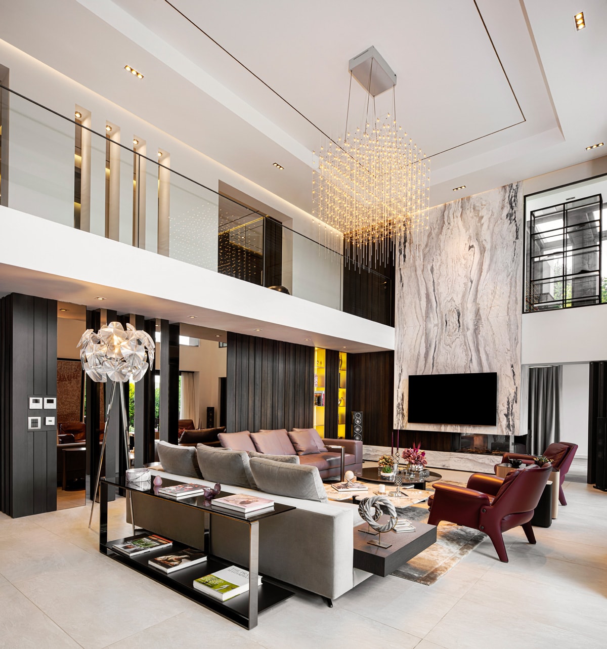 Villa fireplace with marble surround