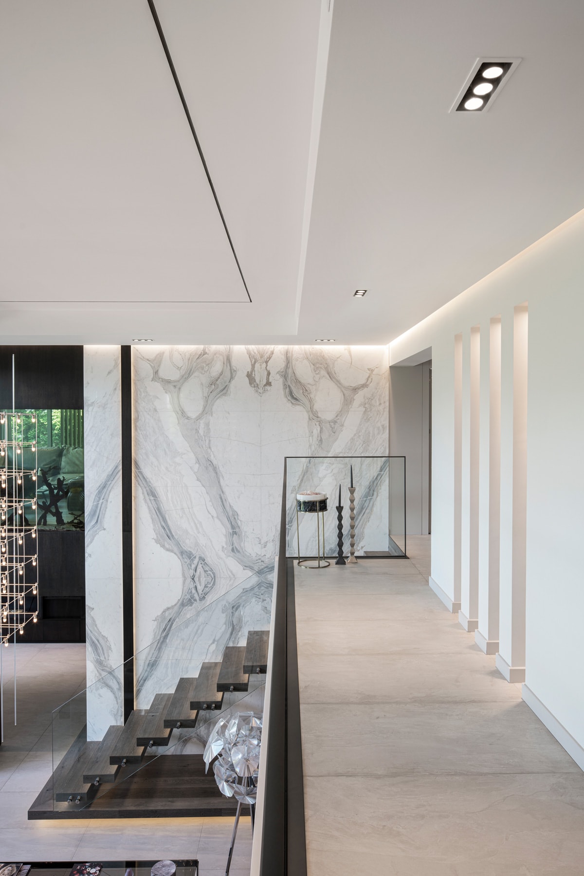 Villa living room with marble flooring