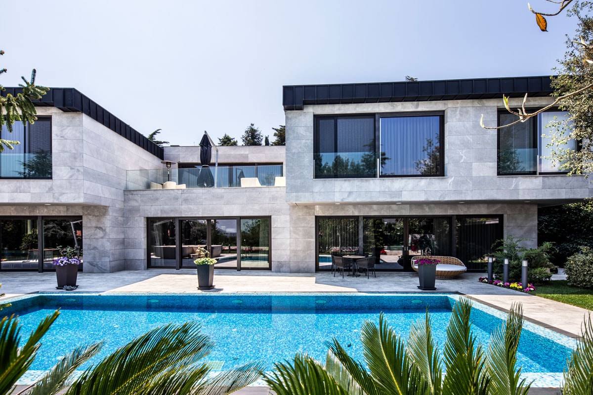 Modern villa entrance